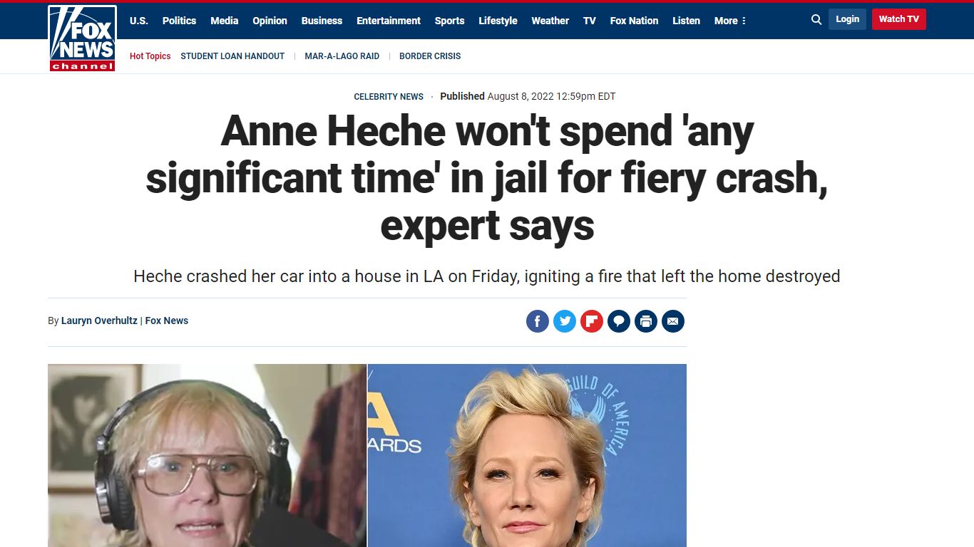 Anne Heche won't spend 'any significant time' in jail for fiery crash ...